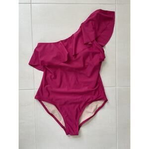 Kona Sol Swim One Piece Swimsuit Ruffled One Shoulder Beach
